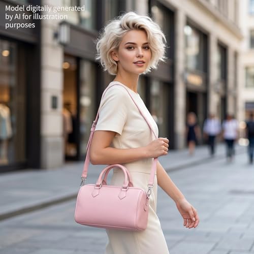 Image of HESHE Leather Crossbody Bags for Women Hobo Shoulder Bag Satchel Handbags | Genuine Leather,Removable Strap,Roomy Shoulder Bags Designer Boston Barrel Purse Ladies Daily Bag Crossbody Purse for Travel