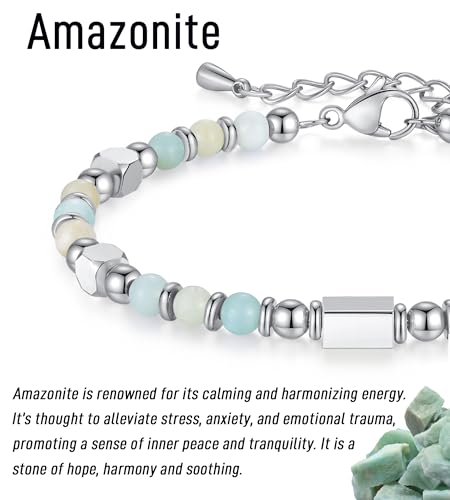 Image of AryaHozel 4mm Natural Stone Bracelet with Birthday Cards, 6-21 Year Old Birthday Gifts for Girls Daughter Granddaughter Niece Sister Women Friends