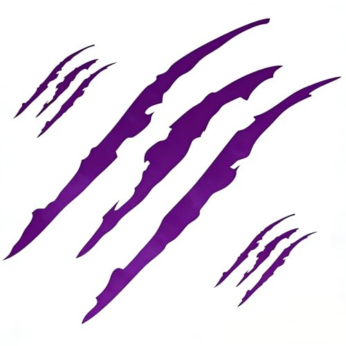Image of Car Decals Claw Mark Stickers to Cover Hood Headlights Scratches, Modified Cars /Vans /SUVs /Trucks, Pack of 3 (Purple)