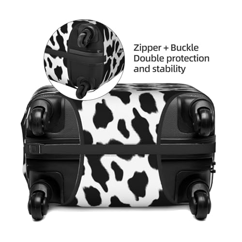Black And White Cow Skin Elastic Travel Luggage Covers Dustproof Scratch-Resistant Suitcase Protector Fit 22-24 Inch2