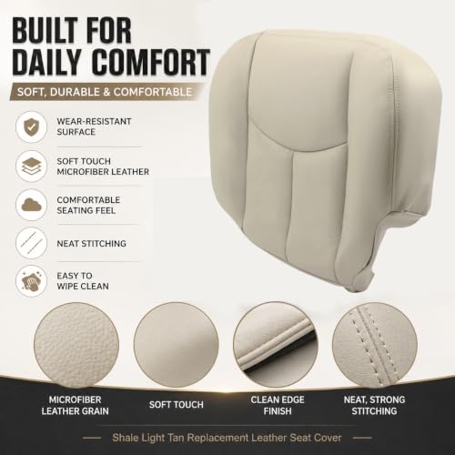 NLQR 8-Piece #522 Light Tan Front Seat Covers Foam Cushions Armrest Covers Replacement Microfiber Leather Fit for Chevy Tahoe Suburban Avalanche GMC Yukon XL 2003-2006 by NLQR - Used condition - Image 3