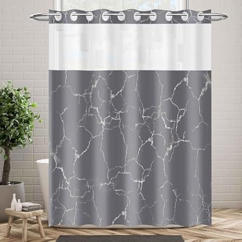 MOXDBT No Hook Shower Curtain with Liner Cover
