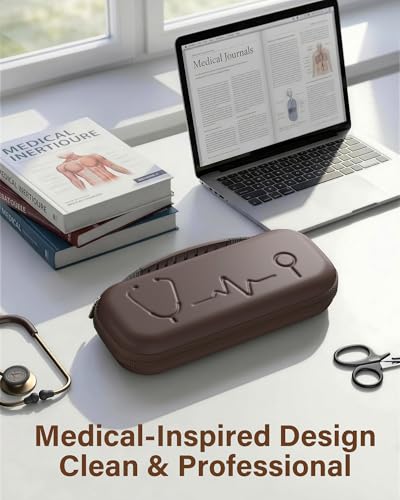 ProCase Stethoskop Tasche für Medi-Inn/3M Littmann/MDF/SCIAN, Stethoskopetui passend für 3M Littmann Classic III Stethoskop Medizinische Aufbewahrungstasche für Pflegeschulausrüstung -Schokolade