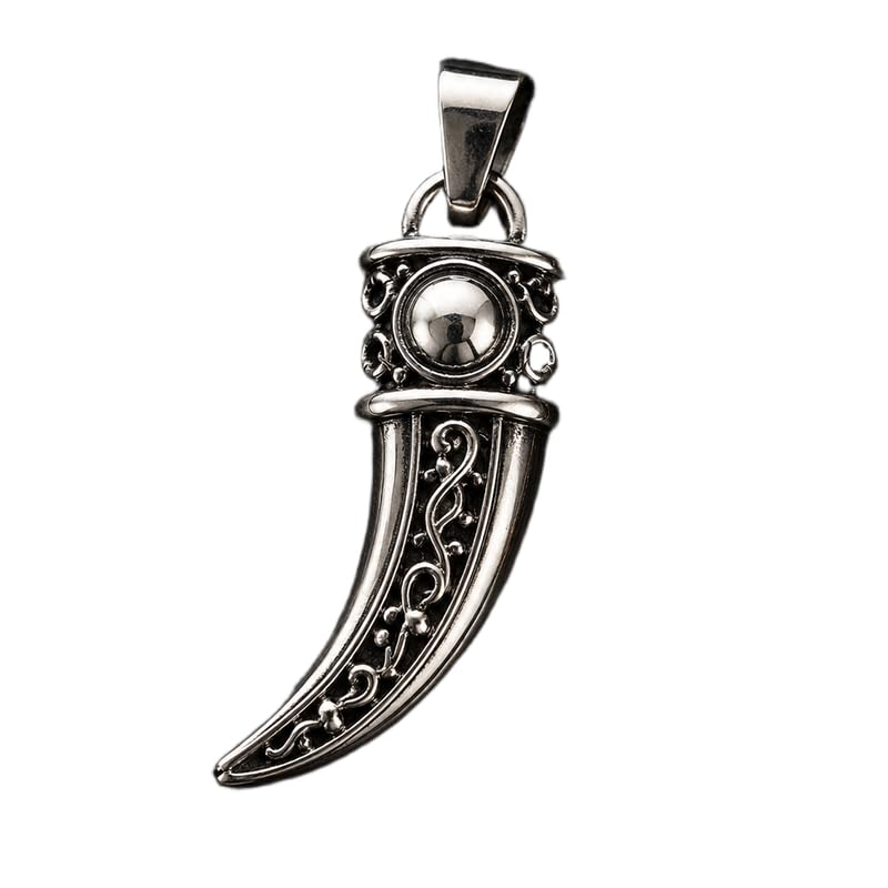 Stainless Steel Decorative Fang 38X13mm Pendant Silver Plated Charm Necklace Without Chain Handmade For Men & Women Power Symbol Meaningful Jewelry |LK_SSC_0320-image-8