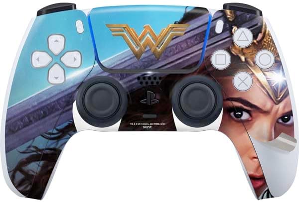 Skinit Decal Gaming Skin Compatible with PS5 Pro Bundle - Officially Licensed DC Comics Wonder Woman Battle Ready Poster Design