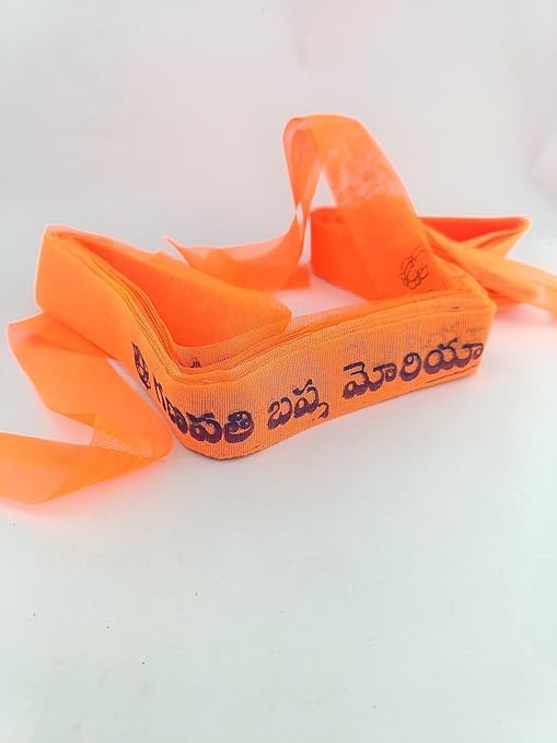 PMW – Orange Coloured Ganpti Babba Moriya Band for ganesh chatudri puja festival item (Pack of 25Pcs)