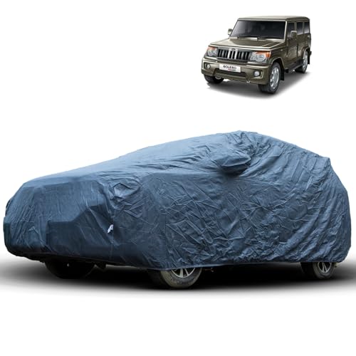 Image of Dust Resistant Car Body Cover for Compatible Mahindra Bolero XL | All Weather Protection Car Cover | Triple Stitched Fully Elastic Ultra Surface Body Protection