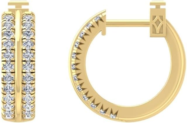 1/2 Carat Lab-Grown Diamond Hoop Earrings for Women | 10K Gold or Silver Hoop Earrings | VS Clarity and D-F Color