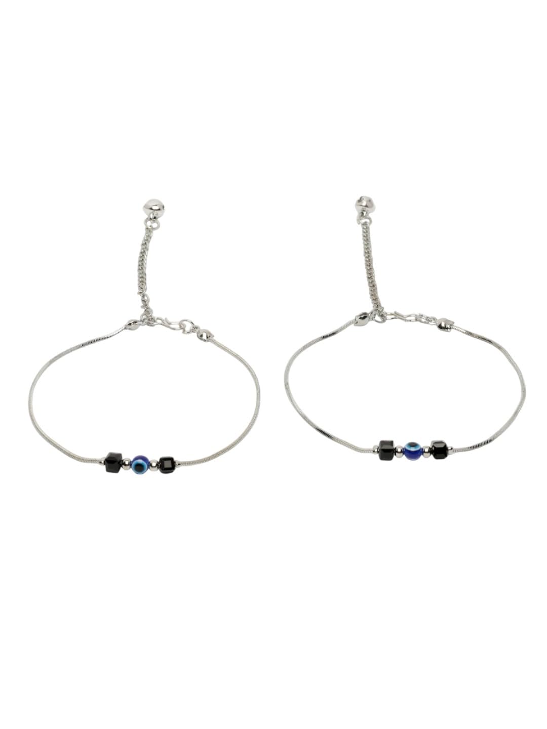 nvr Women's Silver-Plated Evil Eye Anklet-picture-12