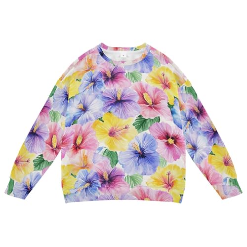 JUNZAN Hibiscus Syriacus Summer Flowers Little Kids Sweatshirts Hoodies Long Sleeve Tops Clothing Shirts Party 4T