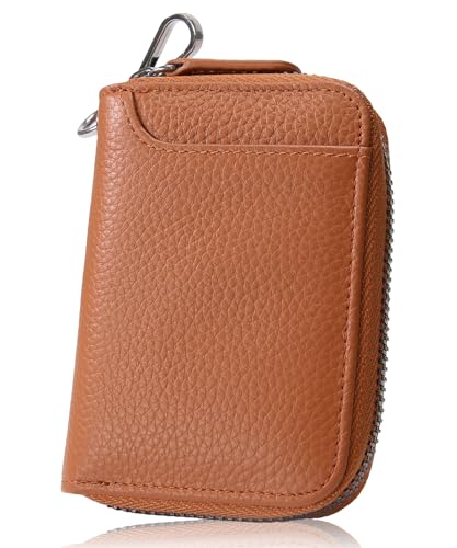 [STREAM] 極上な革の美しさ キーケース メンズ 本革 スマートキーケース カード入れ付き 小銭入れ 一体型 [財布も鍵もこれひとつ] レディース 6連フック カラビナ ミニ財布 日本デザイン (キャメル)のサムネイル