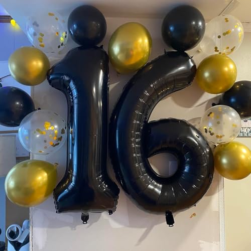 Image of 40 Inch Black Number 8 Balloon, 8th Birthday Decoration Boys Girls