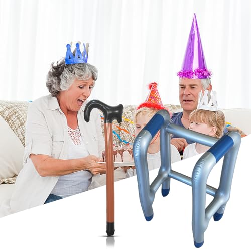 MytaYt Rollator Aufblasbar und Aufblasbarer Gehstock Set Aufblasbare Gehhilfe -Aufblasbare Kostüme für Karneval Fasching oder Rente Cosplay, Lustiges Geschenk für Geburtstagsstreiche
