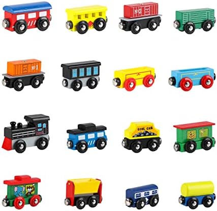 KABENFIS 16 PCS Wooden Train Set Magnetic Train Set for Girls and Boys