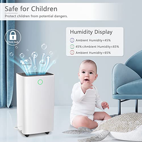 Image of Antarctic Star Dehumidifier 269 sq. ft 24 Pint Auto or Manual Drainage, Air Filters, 3 Different Modes, Auto Defrosting Low noise LED display with a Remote 12 hr Timer Suitable for Basements, Living Room, Bedroom, Office and Large Room