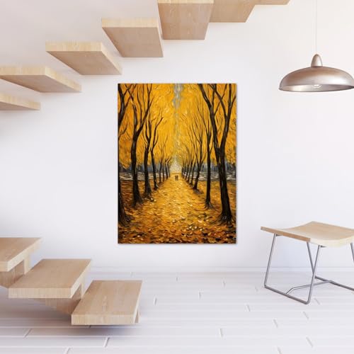 Tableau moderne forêt d'automne pour réchauffer une déco de salon