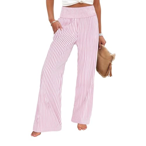 Pantalon large pour femme fluide et léger à taille élastique avec poches