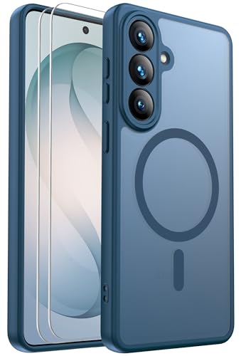 for Samsung Galaxy S26+ / S26 Plus Case Magnetic Shockproof, Full Camera Protection, Fit for MagSafe, with Screen Protector X2, Translucent Anti-Fingerprint Case for Samsung Galaxy S26+ (Blue)