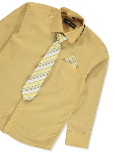 Kids World Boys' Dress Shirt & Tie (Patterns May Vary) - tan, 62