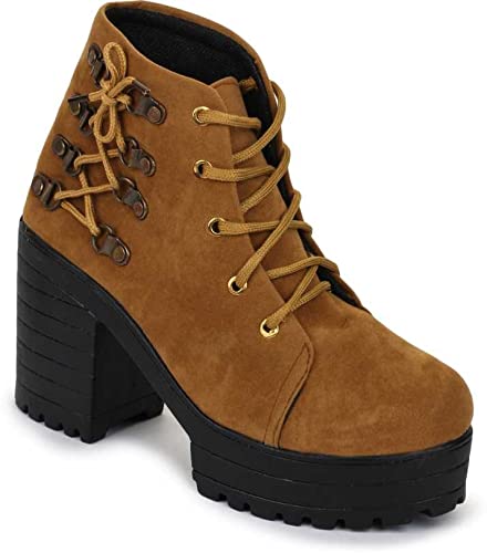 SPINE women Brown Block Heel Casual Boot for Women (B09JM34CGM) Amazon Price History, Amazon Price Tracker
