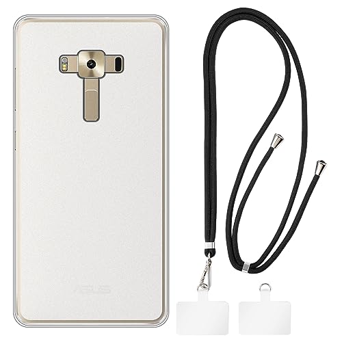 Shantime Asus Zenfone 3 Deluxe ZS570KL Case + Universal Mobile Phone Lanyards, Neck/Crossbody Soft Strap Silicone TPU Cover Bumper Shell for Asus Zenfone 3 Deluxe ZS570KL (5.7”)