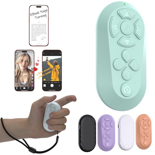GUVOHUT Bluetooth Remote Controller for TikTok Scrolling/Camera/Video Recording/Kindle App Compatible with iOS/Android (Eggshell Blue)