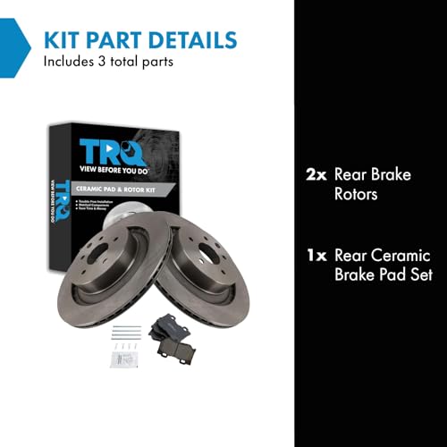 Image of TRQ Rear Brake Pad and Rotor Set Ceramic Compatible with 2008-2013 Infiniti G37 2014-2015 Q60 2009-2019 Nissan 370Z