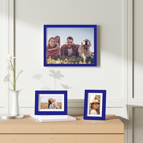 decorUhome 4x6 Picture Frame Set of 10, Display Photos 3.5x5 with Mat or 4x6 Unmatted for Picture Frames Collage Wall Decor, Royal Blue