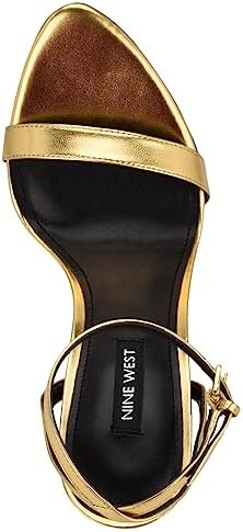 Nine West Women's Reina Heeled Sandal, Gold Metallic 710, 9 | Image 1