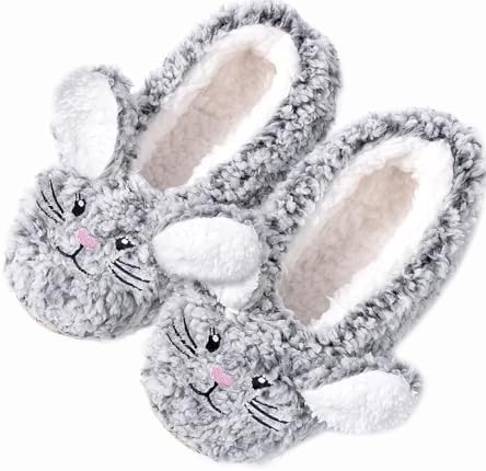 HUGSWEET Slipper for Women Men Thick Warm Fuzzy Slippers With Grips Indoor Cozy Fluffy Sherpa Lined Shoe Socks Non-Slip Soft Soles with Gift Box