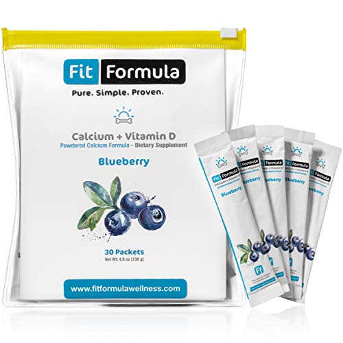 FitFormula Blueberry Flavored Calcium + Vitamin D Powder  Flavored Dietary Supplement  Premium Formulation of Vitamin D and Calcium Powder  High Absorption Formula  30 Servings  138g (4.9 oz)