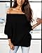 GOLDSTITCH Women's Off Shoulder Batwing Sleeve Loose Pullover Sweater Knit Jumper Oversized Tunics Top Black