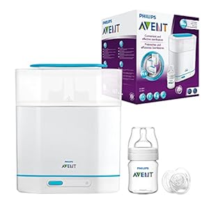 Philips Avent 3-in-1 Elektrische Stoomsterilisator – Instelbare grootte – Geschikt voor alle ﬂestypen – Steriliseert in…