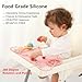 2 Pack Baby Silicone Mat, with Suction Base and 8 Stretchable Straps, Seposeve Baby Placemats, Activity Mat for Infants to Toddlers, Keeps Babies Essentials Off The Floor, Purple Pink