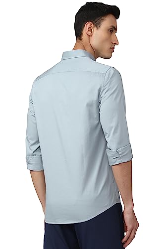 Image of Peter England Men's Slim Fit Full Sleeve Casual Shirt in Twill Weave Cotton