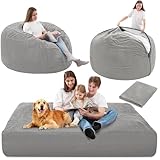 Homguava Chenille Bean Bag Chair, Variable Shape from Bean Bag to Bed Matress, Convertible Beanbag Chair for Home, Bedroom, Living Room(Full)