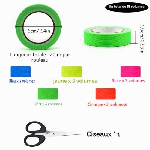 VAIAV 15 Rouleaux Fluorescente Néon Ruban Adhésifs Fluorescents 5 Couleurs UV Blacklight Ruban Autocollant Néon pour Halloween Black Light Party Decoration – vue 2
