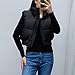 Shiyifa Women's Fashion High Neck Zipper Cropped Puffer Vest Jacket Coat(02Black,M)