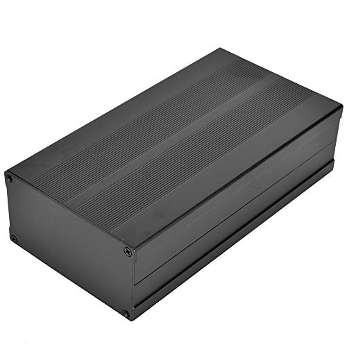 Boîtier électronique en aluminium noir sablé robuste de 55x106x200 mm