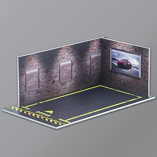 2X Área para exhibir autos escala 1:24 con diorama miniatura 3