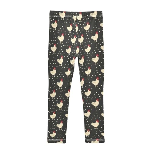 Retro Simple Chicken Girls Leggings Soft Comfortable Athletic Leggings Dancing Pants for 4-10 Years2