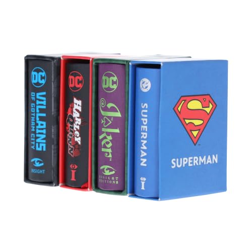 DC Comics Tiny Collection 4 Tiny Books Set (DC: Superman Tiny Book, DC Comics: The Wisdom of The Joker, DC: Harley Quinn & DC Comics: Villains of Gotham City)