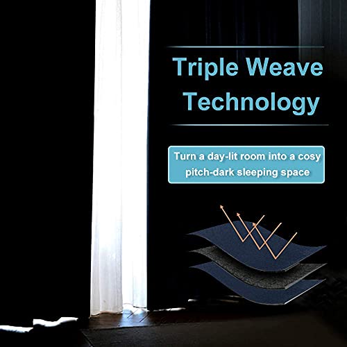 RYB Home French Door Curtains - Privacy Blackout Window Tie up Shades Energy Saving for Kitchen Dining Kids Nursery Bathroom Tricia Door Covering, W 26 x L 72 inches, Navy, 1 Panel