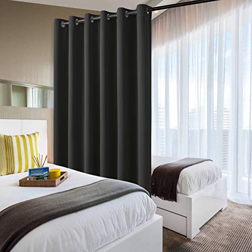 Image of DWCN Total Privacy Room Divider Blackout Curtain - Thermal Curtains for Patio Door, Living Room, Bedroom Partition and Shared Office Space, 1 Grommet Curtain Panel, 8.3ft Wide x 8ft Tall, Black