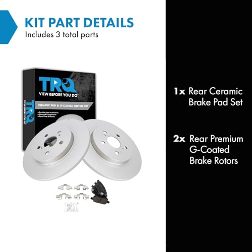 Image of TRQ Rear Brake Pad and Rotor Set Ceramic 279mm Rotors Compatible with 2011-2017 Lexus CT200h