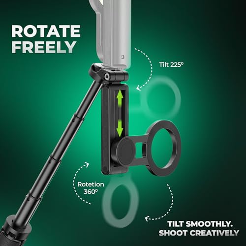 Image of Digitek (DTR 350 SS) Magnetic Selfie Stick Tripod with 10m Bluetooth Remote, Pocket-Sized Design, 1Kg Max Load, 360 Rotation, Magnetic Phone Mount, Ideal for Travel and Vlogging