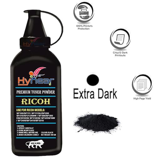 Image of Ultra Dark Black Toner Powder Compatible for Ricoh SP100 /SP111 /SP111SU /SP200 /SP210 /SP212snw / SP300 /SP300DN /3510DN /SP310DN / SP325sfnw /SP3400 /SP3410 /SP3510 Cartridge (100Gram X 4Bottle)