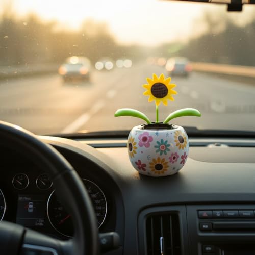Sunflower Solar Dancing Solar Solar Dancing Flower,Solar Dancing Figurines, Solar Powered Dancing Figurines Powered Swinging Animated Dancer Car Decoration for Car Dashboard Desk Solar Power Kits - Image 5
