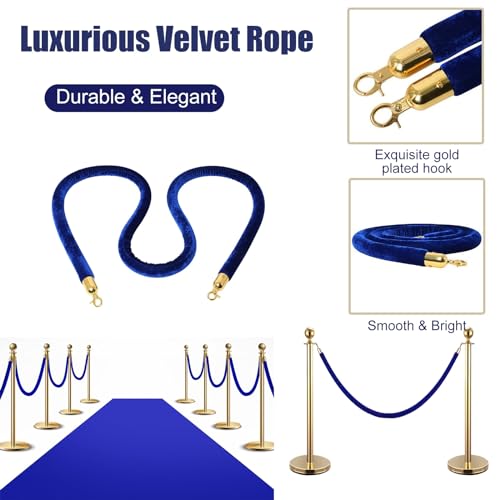 Corde de sécurité en velours bleu marine 4 m pour barrière de contrôle
