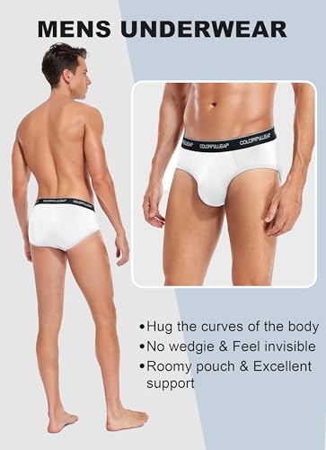 COLORFULLEAF Mens Underwear Briefs Soft Bamboo Underwear for Men Tagless Pouch Briefs with Fly 3 or 4 Pack4
